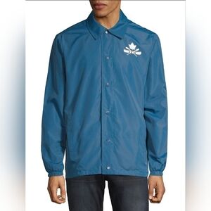 Grand Portage Blue Coach Jacket Spread Collar Lighweight Windbreaker